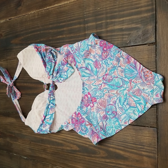 Lilly Pulitzer Seashell One Piece Halter Swimsuit Size Medium - Picture 3 of 5